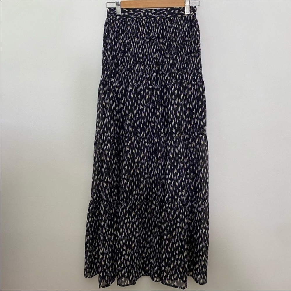 Code x Mode Boho Semi Sheer Contemporary Print Maxi Skirt